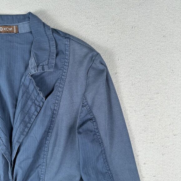 XCVI Jacket Women’s Small Blue‎ Tie Front Collared Long Sleeve - Picture 5 of 16